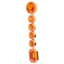 Par de brincos pendentes de strass com logotipo Off White em ouro Laranja