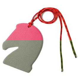 Hermès-Hermes Samarcande Horse Bag Charm Keychain-Pink