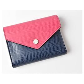 Louis Vuitton-Portefeuille Victorine en cuir Epi Louis Vuitton-Bleu