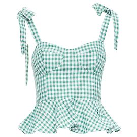 Top de lino con estampado de rosas Reformation Verde