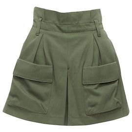 Red Valentino Shorts cargo de cintura alta em algodão caqui e lã virgem de Valentino Garavani Verde Caqui