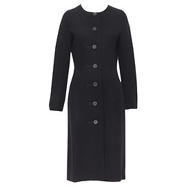 Lanvin Alber Elbaz wool pinched darts button fitted coat Black
