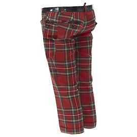 Dsquared2 punk plaid patent trim cropped pants Red