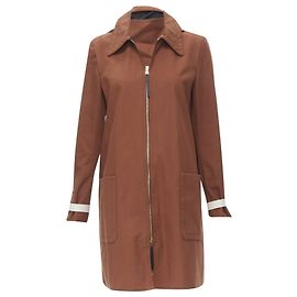 Marni brick cotton strapped cuff zip hooded overcoat Red