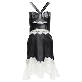 Alexander Mcqueen-Alexander McQueen leather lace dress-Black