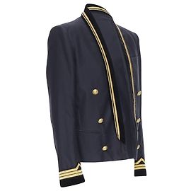 Balmain cotton velvet military shawl collar double breasted jacket Blue Navy blue