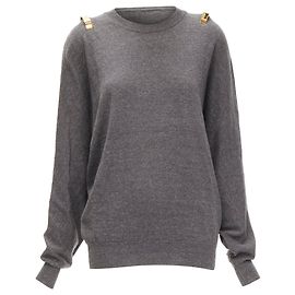 Woll-Alpaka-Pullover mit metallischem Schulterbalken von Givenchy Riccardo Tisci Grau