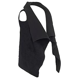 Roland Mouret-Roland Mouret wool mohair blend draped collar sleeveless vest jacket-Black