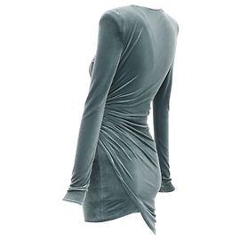 Alexandre Vauthier Wickelkleid aus Samt mit V-Ausschnitt im Mini-Bodycon-Stil Grau
