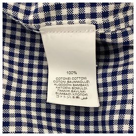 Camicia a maniche lunghe in cotone blu a quadri di Brunello Cucinelli Blu