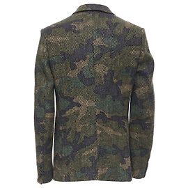 Valentino Garavani Valentino Camouflage Print Herringbone Wool Blazer Jacket Green