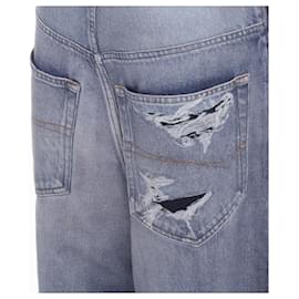 Balenciaga-Balenciaga Trompe Loeil Jean Printed Wide Leg Sweatpants-Blue
