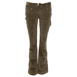 Dolce & Gabbana-Dolce Gabbana Corduroy Crest Buttons Flared Pants-Green,Khaki
