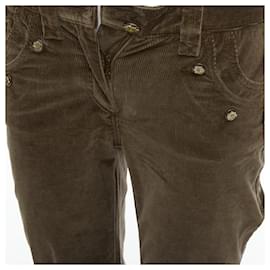 Dolce & Gabbana-Dolce Gabbana Corduroy Crest Buttons Flared Pants-Green,Khaki