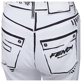 Fendi-Fendi California Sky Joshua Vides Trompe Loeil Illustration Jeans-White