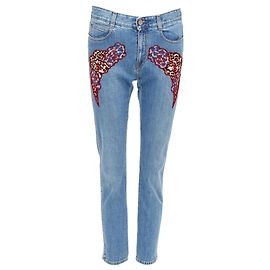 Stella Mc Cartney Jeans con patch in applicazione floreale leopardato Stella McCartney Blu