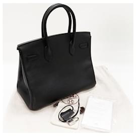 Hermès-Hermes Birkin 30 Epsom Handbag Black Silver Hardware-Black