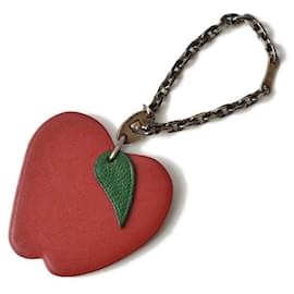 Hermès-Hermes Leather/Metal Bag Charm/Strap/Key Holder Apple-Red