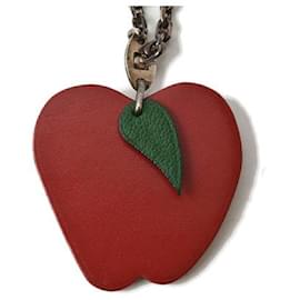 Hermès-Hermes Leather/Metal Bag Charm/Strap/Key Holder Apple-Red