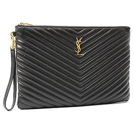Yves Saint Laurent Pochette en cuir Saint Laurent 440222 Noir