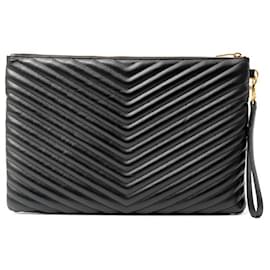 Yves Saint Laurent-Saint Laurent Leather Clutch Bag 440222-Black