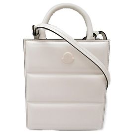 Bolsa de ombro 2 em 1 de couro Moncler branca Branco