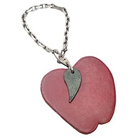Hermès-Hermes Leather Apple Keychain Charm-Red