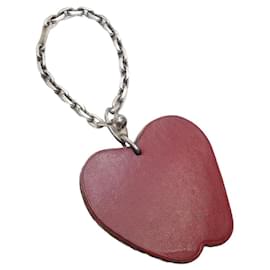 Hermès-Hermes Leather Apple Keychain Charm-Red