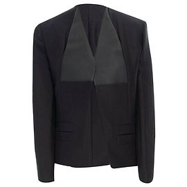 Giacca in pelle senza colletto Balenciaga Nero