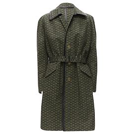 Versace La Greca graphic leather Medusa Mac trench coat Green
