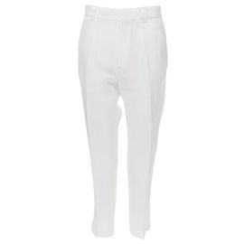 Pantalons cropped en lin grosgrain à entrejambe bas de Haider Ackermann Blanc