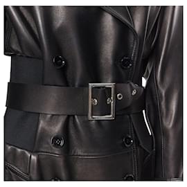 Dolce & Gabbana-Dolce & Gabbana nappa leather double breasted silver buckle belt coat-Brown