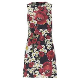 Dolce & Gabbana-Dolce & Gabbana Poppy Daisy floral print jacquard mini sheath dress-Black