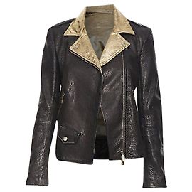 Faith Connexion pebble leather metallic back moto biker jacket Black