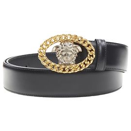Versace Medusa chain silver buckle belt Black