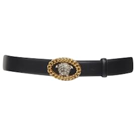 Versace-Cinto com fivela de prata Medusa da Versace-Preto