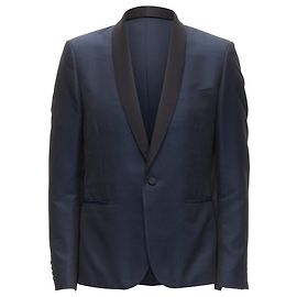 Saint Laurent Blazer im metallischen Satin-Tuch Blau Marineblau