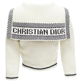 Dior-Christian Dior Mariniere wool cashmere sailor collar cardigan-Brown,Beige