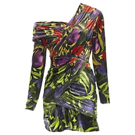 Balenciaga-Balenciaga Demna floral velvet wrap draped mini dress-Multiple colors