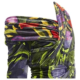 Balenciaga-Balenciaga Demna floral velvet wrap draped mini dress-Multiple colors