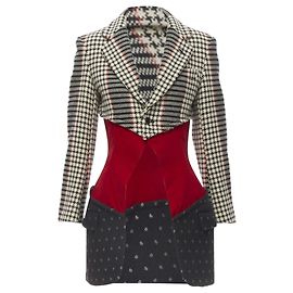 Comme Des Garcons Blazer deconstructed in jacquard di velluto tweed di Comme Des Garçons Multicolore