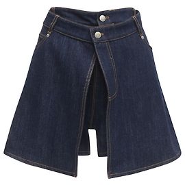 Shorts de denim com cintura dupla e patch de logo Alexander McQueen Azul
