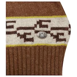 Chanel-Chanel cashmere CC logo intarsia turtleneck sweater-Brown