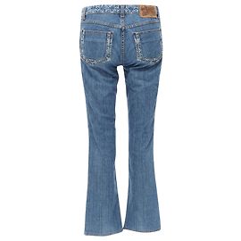 Jeans cropped lavati con tasca logo monogramma LV di Louis Vuitton Blu