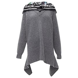 Balenciaga-Balenciaga Demna wool silk scarf collar detached hem sweater-Grey