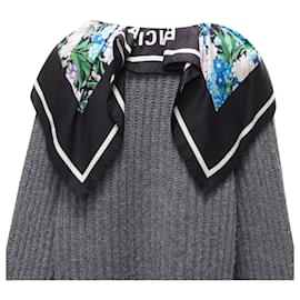 Balenciaga-Balenciaga Demna wool silk scarf collar detached hem sweater-Grey