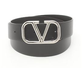 Valentino Garavani Valentino V Logo Ledergürtel Schwarz Schwarz