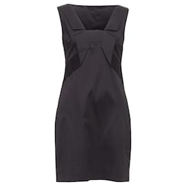 Gucci-Gucci Cotton Origami Pleat Square Neckline Shift Dress-Black