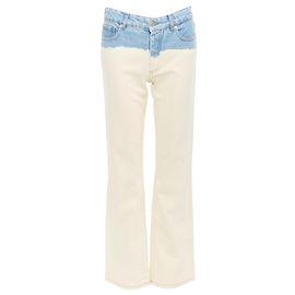 Jeans larges mi-hauteur dégradé bleu crème de Dries Van Noten Bleu