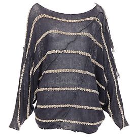 Gestreifte Rock mit seitlichem Fransenbesatz von Issey Miyake Grau